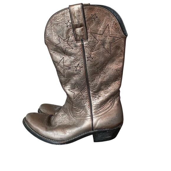 Golden Goose Metallic Bronze Silver Embroidered Star Cowboy Boots size 39 size 9 - Picture 1 of 14